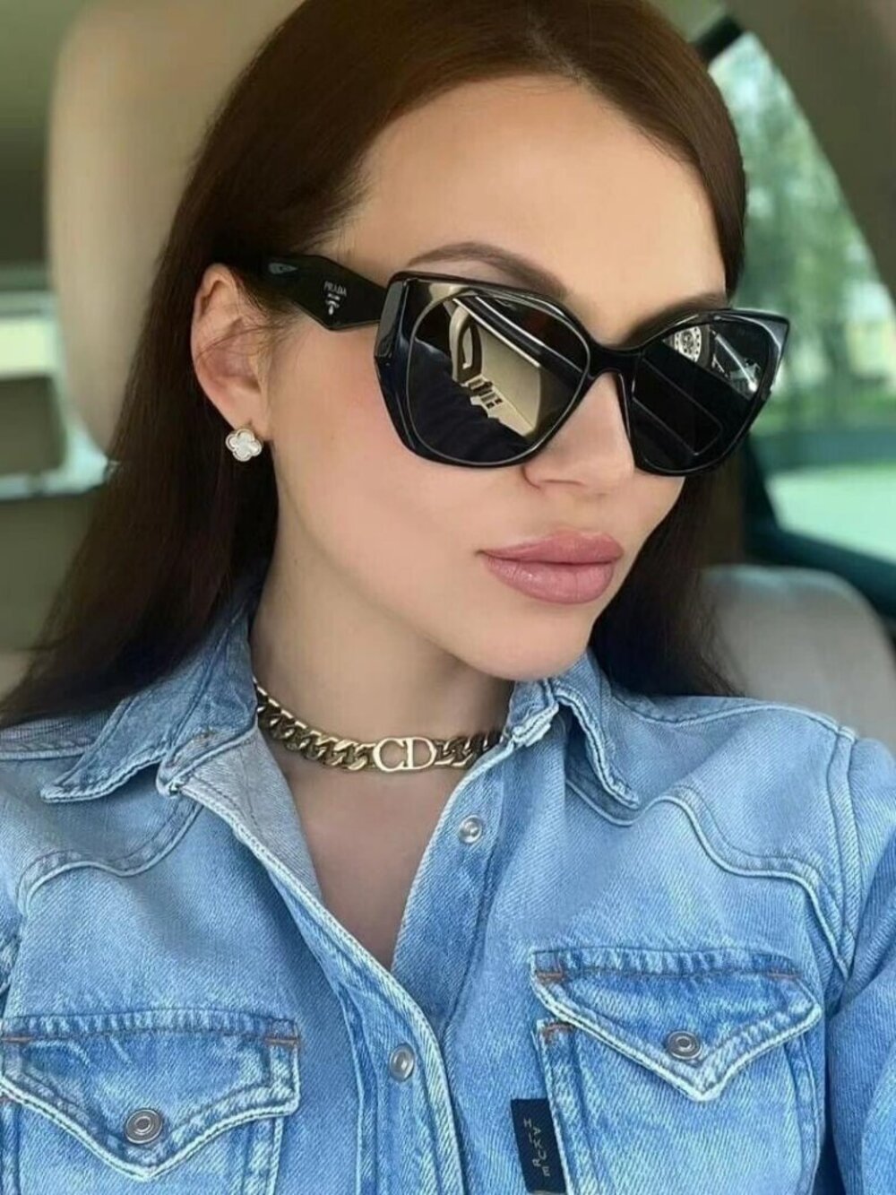 PRADA PR19ZS 1AB5S0 BLACK CAT EYE SUNGLASSES